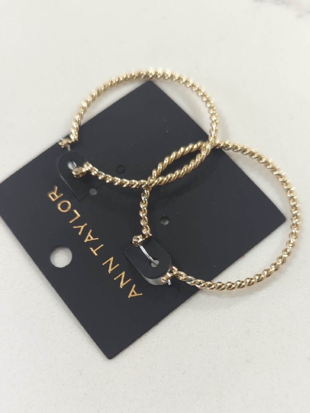 Ann Taylor Gold Twisted Rope Hoop Earrings - Picture 4 of 9